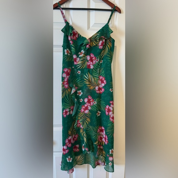 Kensie Green Tropical Print Midi Dress Size 10 - Picture 3 of 16